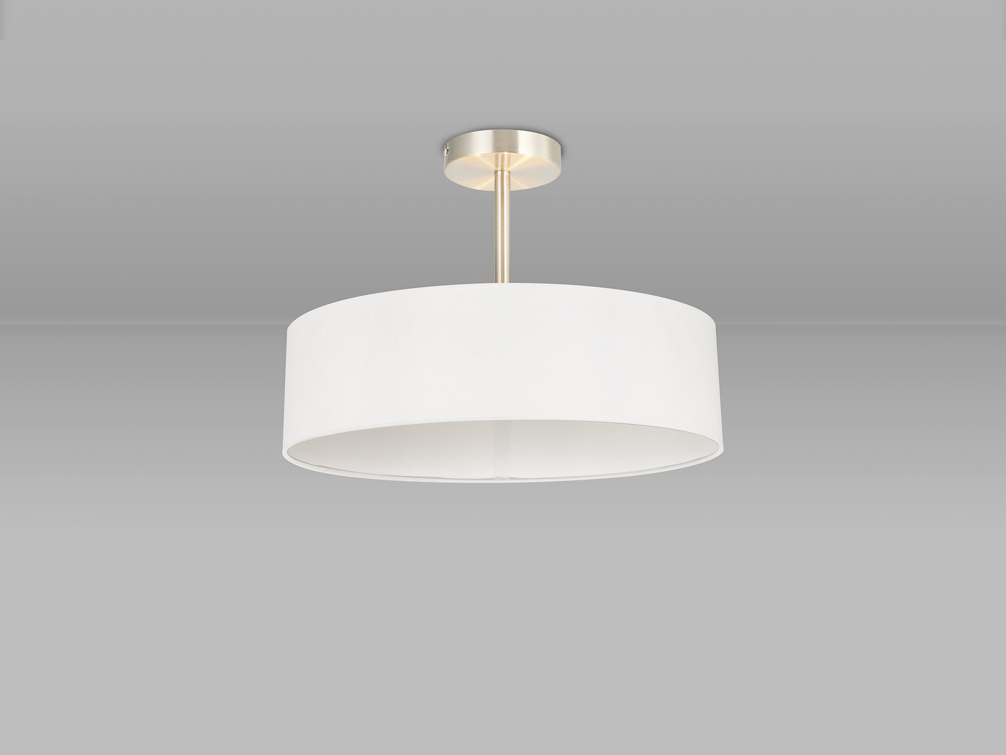 Baymont 45cm Semi Flush 5 Light Satin Nickel, White DK0757  Deco Baymont